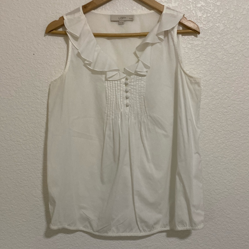 Ann Taylor Loft Petites White Sleeveless Blouse